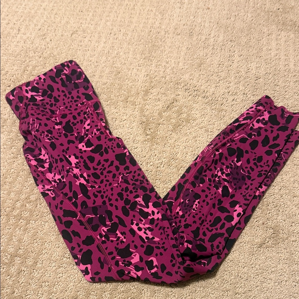 Lululemon Magenta Leopard Print Leggings